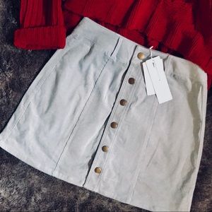 Grey Corduroy Button Up Skirt NWT